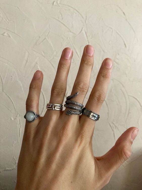 Stylized silver rings