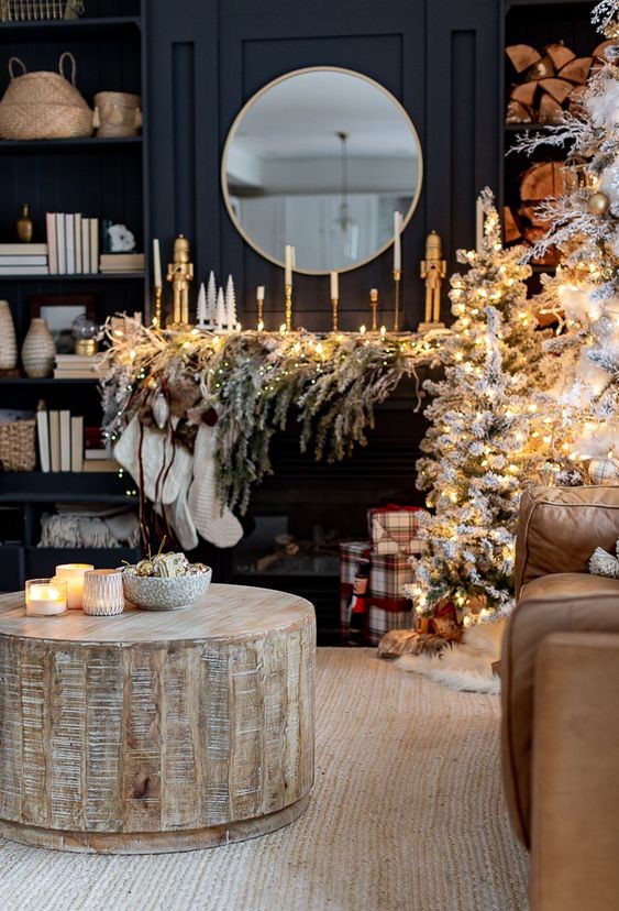 bright masculine Christmas decorating