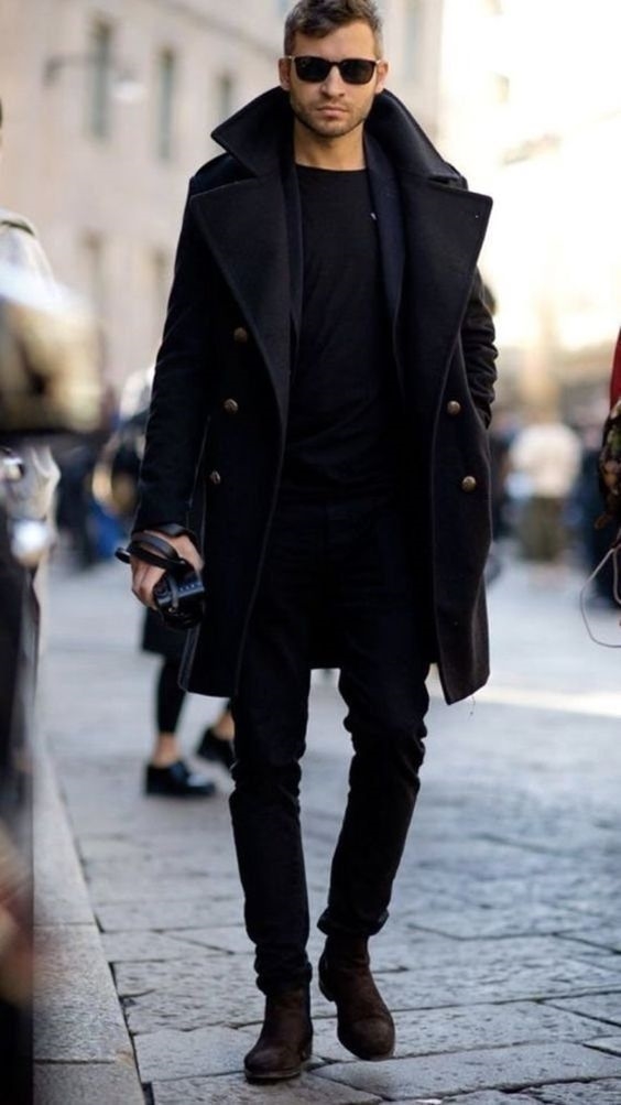Black style trench coat