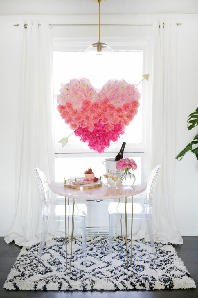 DIY Hanging flower heart valentine's day decoration idea