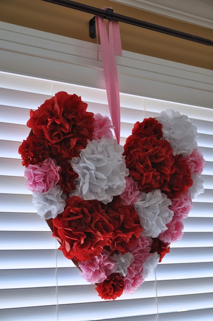 Tissue Paper Ruffled Heart Wreath