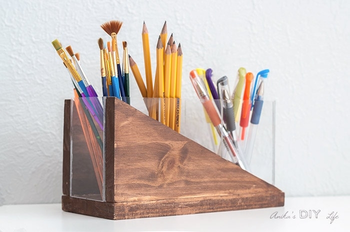 DIY modern desk organizer for pencils