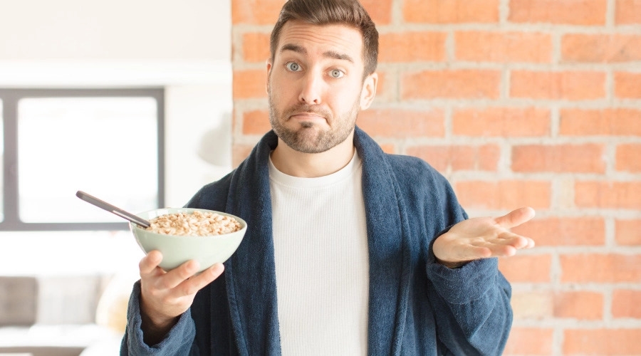 man wondering if cornflakes are healthy